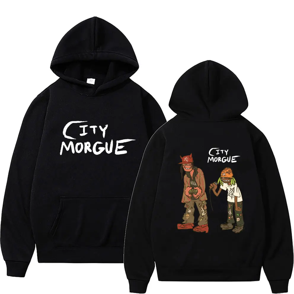 Streetwear Rapper City Morgue Print Hoodie Men Women Hip Hop Harajuku Sweatshirt Zillakami Sosmula Hoodies Vintage Top Pullover