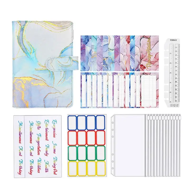 

A6 Binder Hand Ledger Color Imitation Gold Pattern Notebook Durable And Wear-Resistant Money Saving Binder For Budgeting