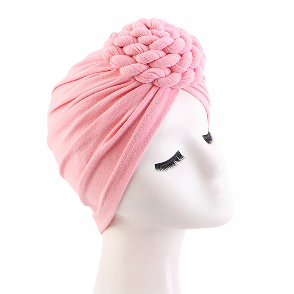 Vrouwen Tulbans Afrikaanse Moslim Hijaabs Hoofddeksels Bloem Knoop Voorgebonden Gedraaide Vlecht Hoofd Wraps Haar Cover Beanie Hoeden