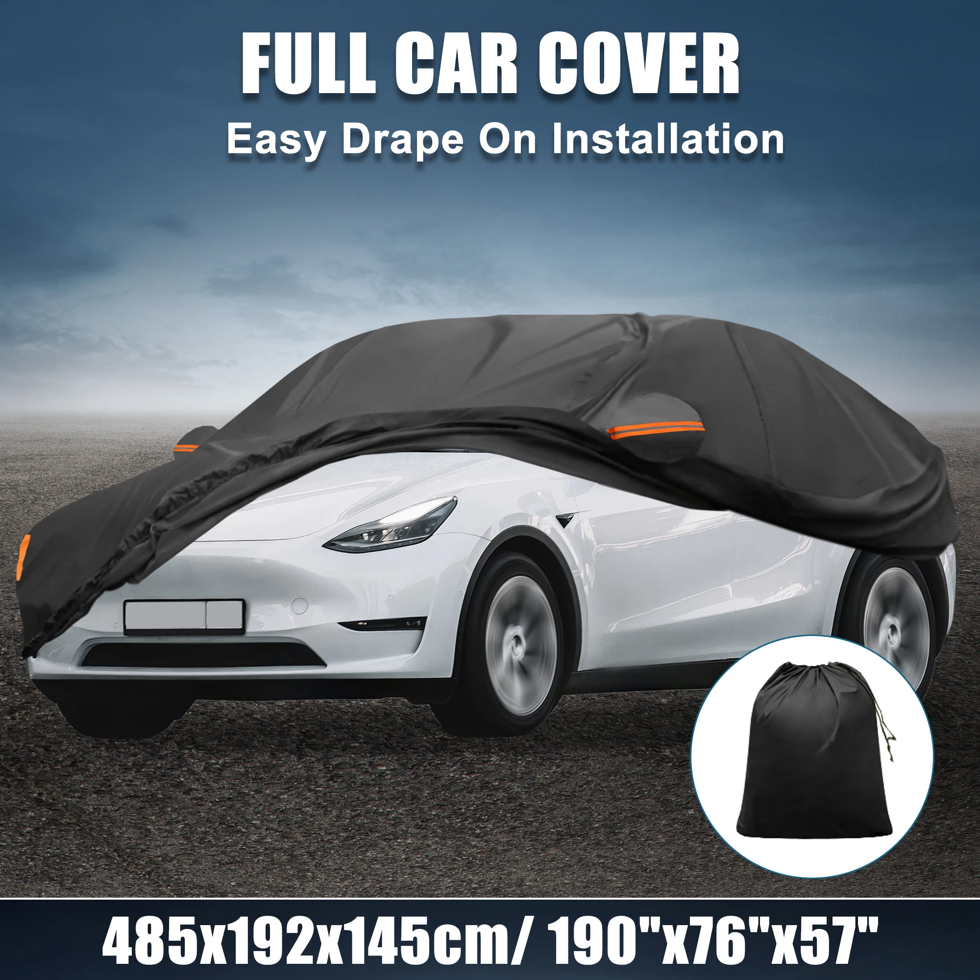 X Autohaux Car Cover for Tesla Model Y 2020-2023 210D-PU Oxford Outdoor Full Car Cover w/ Driver Door Zipper License Plate Vent