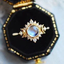 Hot New Moonstone Adjustable Ring for Women Fashion Stainless Steel Knuckle Ring High-quality Jewelry Accessories Wholesale