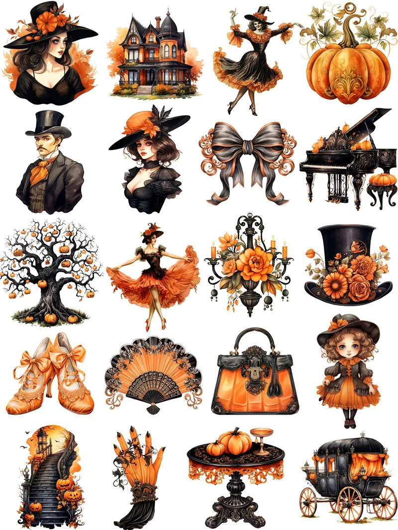 20Pcs/Pack Victoria Halloween Sticker DIY Craft Scrapbooking Album Junk Journal Decorative Stickers