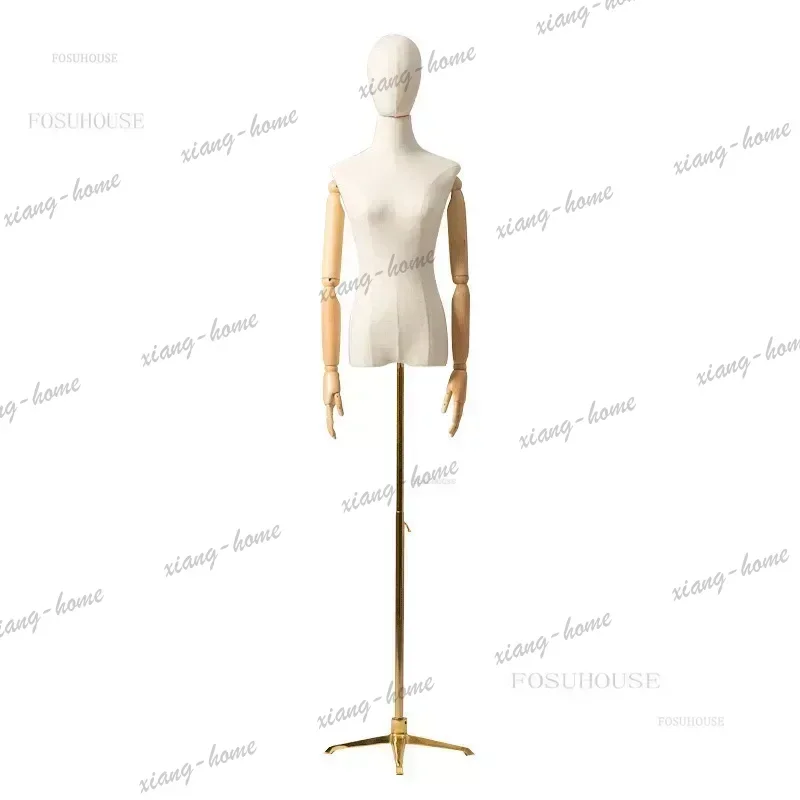 PG Female Half Body Mannequin Display Stand Adjustable Wood Arm Rack Metal Base Clothing Store Retail Display Fixtures for Women