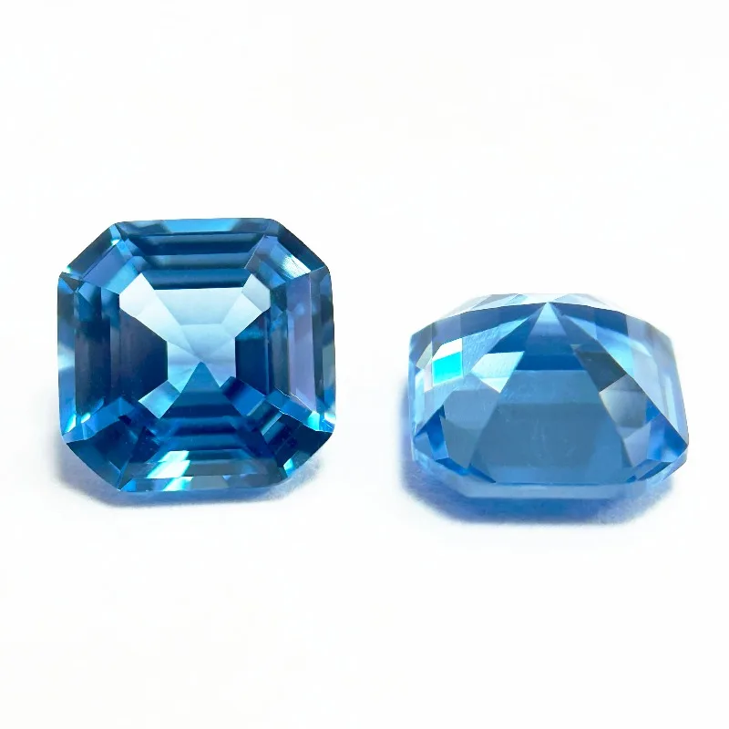 Im Labor gezüchteter Saphir in Asscher-Schliff, Aquamarinfarbe, VVS1, Charms für die Schmuckherstellung, DIY-Ring, Halskette, Ohrringe, Hauptmaterialien – Detail 4