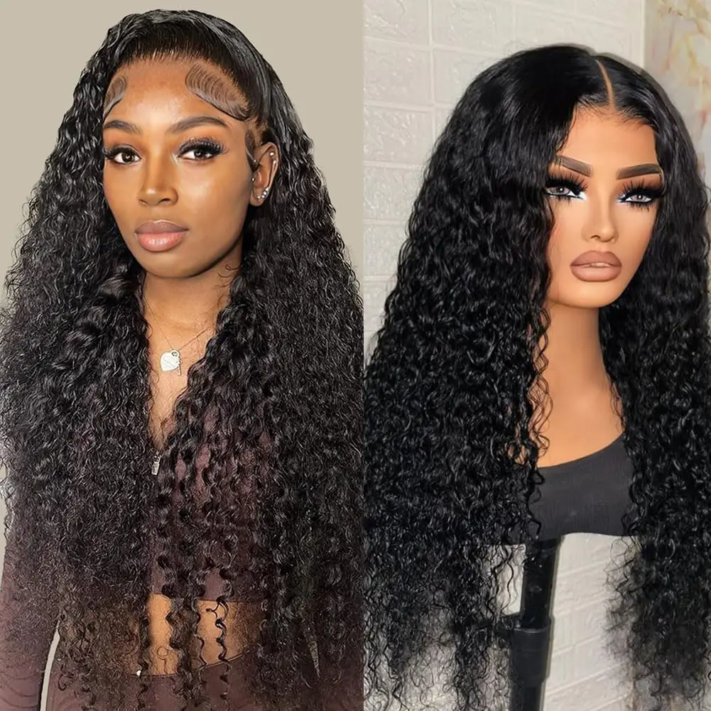

Curly Wig 40 30 Inch Deep Wave Human Hair Wig 13x6 HD Lace Front Wig Black Wet and Wavy Water Wave Preplucked Glueless For Women