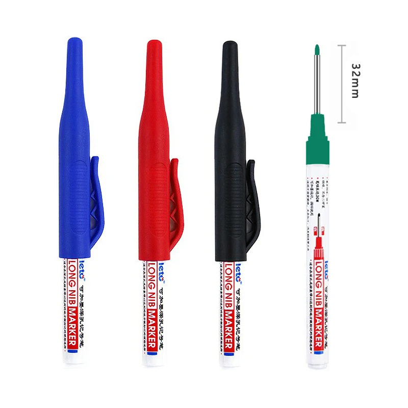 4 Teile/satz 30mm Tiefe Loch Lange Spitze Kopf Marker Für Metall Perforieren Stift Wasserdicht Bad Holzbearbeitung Dekoration Multi-zweck