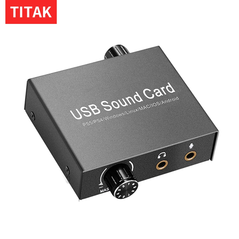 USB-C Sound Card Audio External 3.5mm Microphone Audio Adapter Soundcard for PC Laptop PS4 Headset USB Sound Card