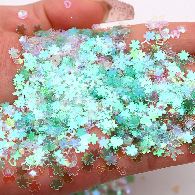 Transparent Nail Sequins Mixed Star Snowflake Shell Flakes Sequin Paillettes for Nails Art Manicure Wedding Decor Confetti 20g