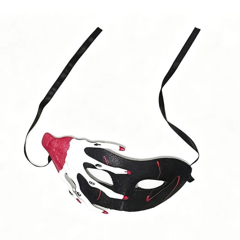 Latex Claw Eye Mask for Costume Styling, Black Party Mask with Tie Straps for Halloween Looks, Photo Booth Use, Theme