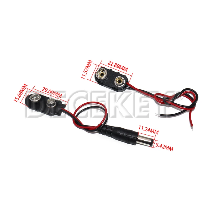 10PCS 15CM I Type 9V Battery Snap Connector Clip Lead Wires holder Line length