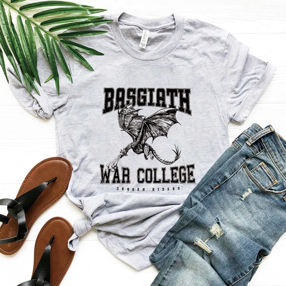 Basgiath War College T Shirt Fourth Wing Shirt  Aesthetic Dragon Rider Tees Fantasy Bookish Tops Unisex Short Sleeved Tshirt