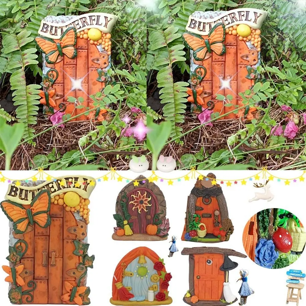 Creative Desk Ornament Fairys Door Yard Art Multicolor Fairy Garden Door Outdoor Garden Ornament Garden Fairy Door