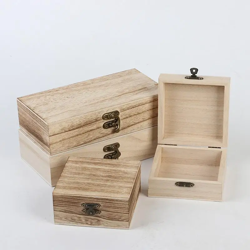 

Wooden Jewelry Organizer Box in Rectangular Shape for Vintage Rings Brooches Display Storage