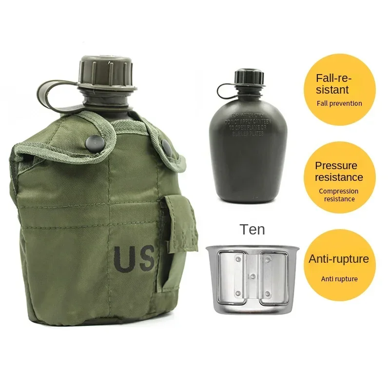 1L Army Soldier Tactical Canteens Kettle for Hiking Military Camping Equipment Drink  Sports Water Bottle Outdoors Us Camouflage