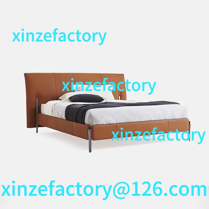 

Customizable leather first layer cowhide home modern simple master bed