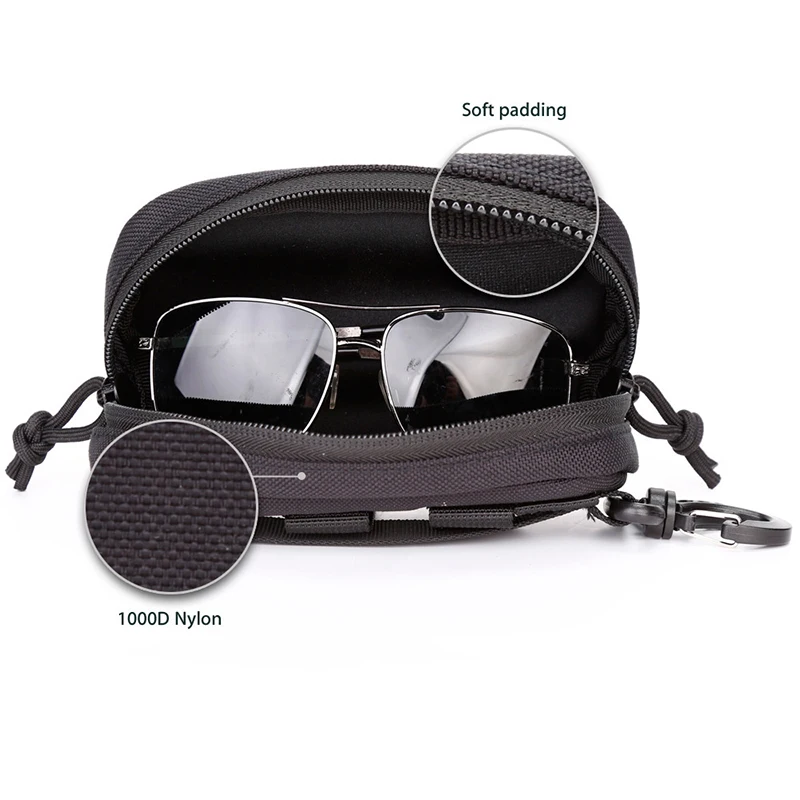 Tactical Nylon Hard Shell Glasses Case With Molle System Protective Box Accessory Bag Sunglasses Bag