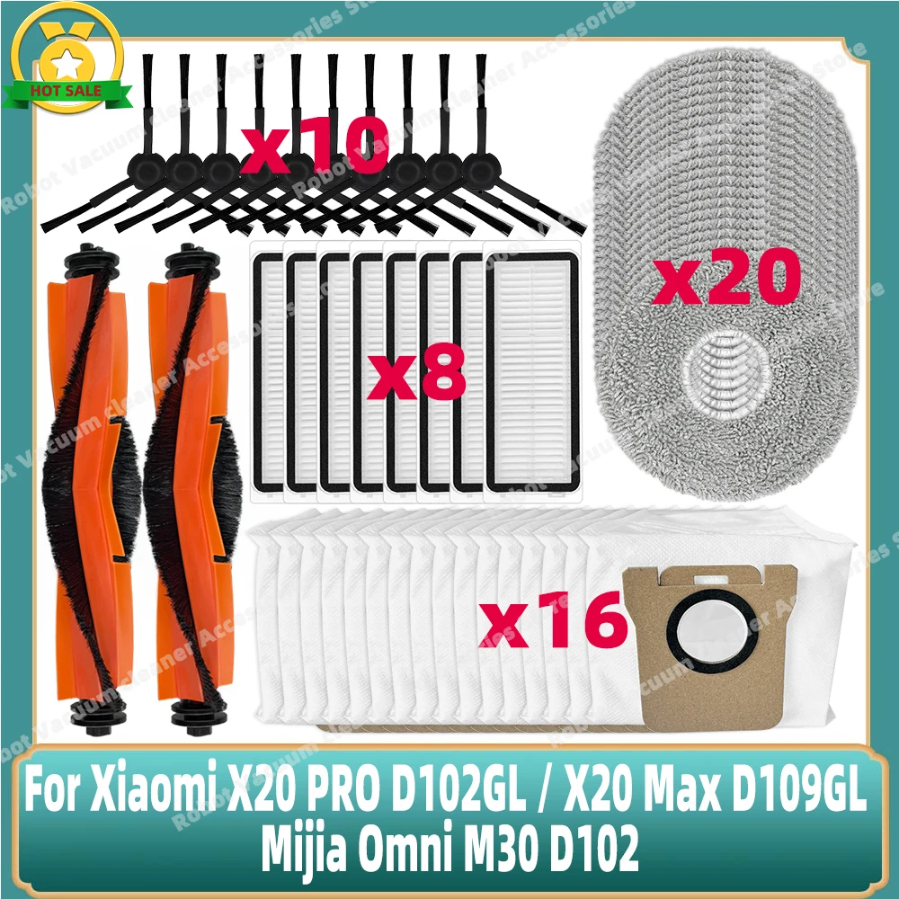 ערכת אביזרים וחלקי חילוף לשואב רובוטי Xiaomi X20 Pro ו-X20 Max