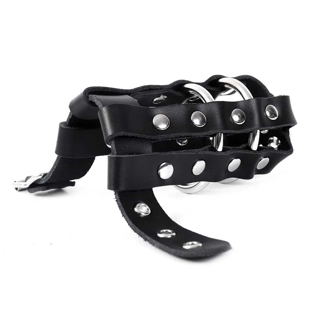 Leather Chastity Cock Cage Adjustalbe Locking Penis Cage Bondage Penis Ring SM Restraints Penis Sleeve Sex Toys For Men