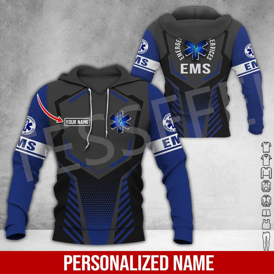 

NewFashion Custom Name Cosplay EMS Paramedic EMT Worker Retro Funny Tracksuit 3DPrint Harajuku Casual Pullover Jacket Hoodies 21