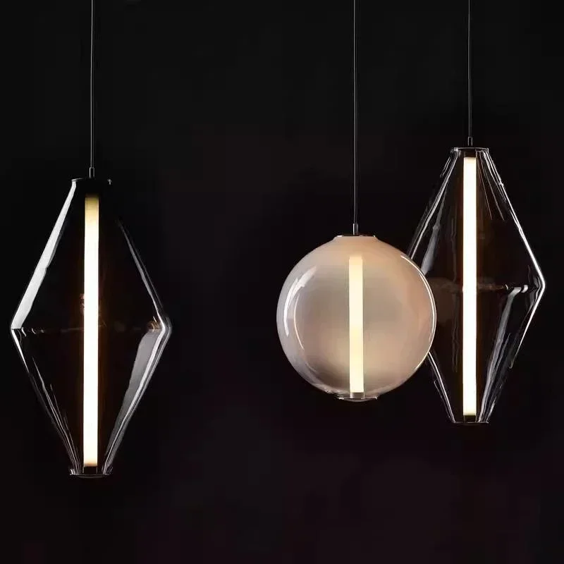 Nordic Glass Ball Round Design Pendant Lights Lusters for Living Dining Room Bar Counter Villa Home Decor Simple Hanging Fixture