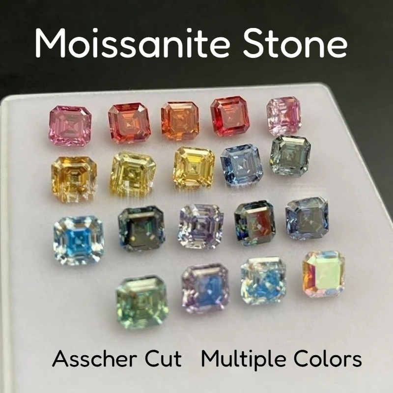 

Moissanite Stone Asscher Cut Multiple Colors for Jewelry DIY Ring Necklace Earrings Materials