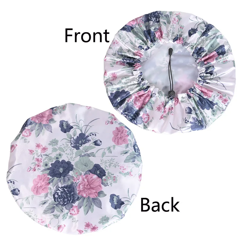 

1PCS Floral Print Adjustable High Quality Shower Cap for Women's Bathing Accessory for Hair Care Swimming Spa Bathroom Hair Caps