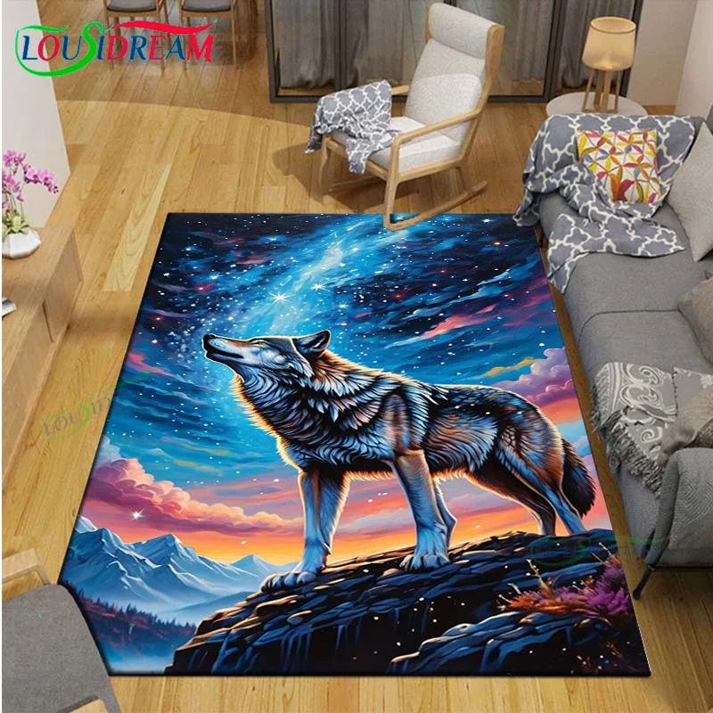 

Wolf Carpet Room Decor Floor Mats Bedroom Yoga Mat Photography Props Area Rug Birthday Gift anime rug