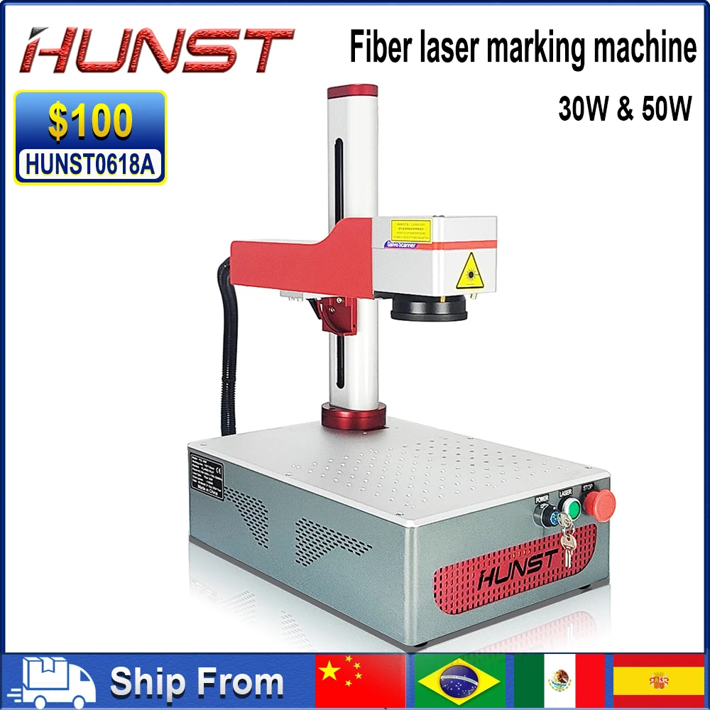 Hunst Small Laser Marking Machine, 30W 50W Portable, Foldable, Mini Fiber Engraver, DIY Marking Gift, Metal Jewelry Engraving