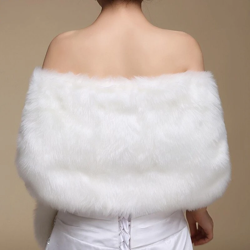 High Quality Faux Fur Wedding Shawl Soft Thick Bridal Wrap Ivory 1.78 meter Long Bride Cape Women Accessory Formal Party