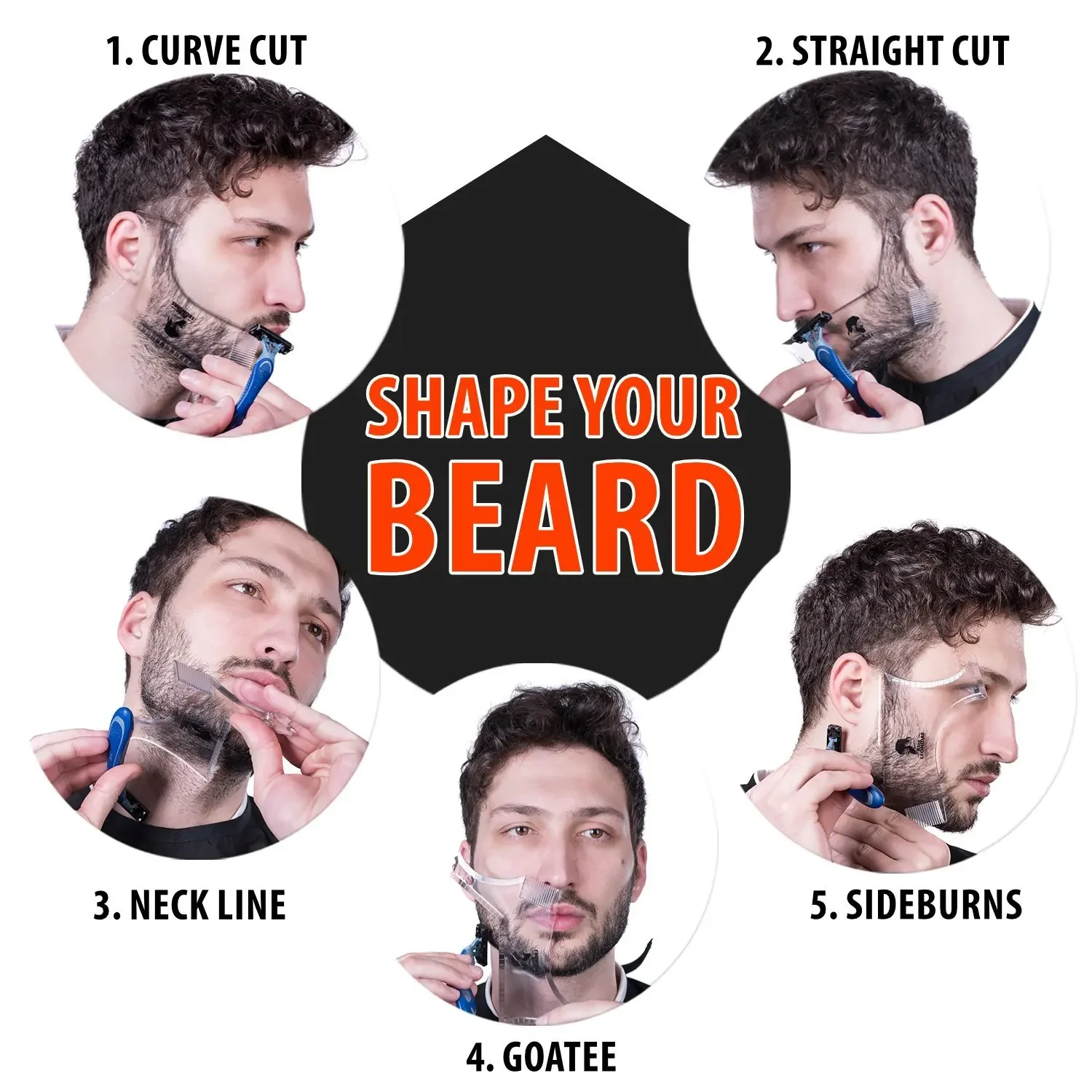 Men Beard Styling Template Stencil Beard Comb Men Beard Shaping Tool Modeling Ruler Shaping Styling Trimming Moustache Barber