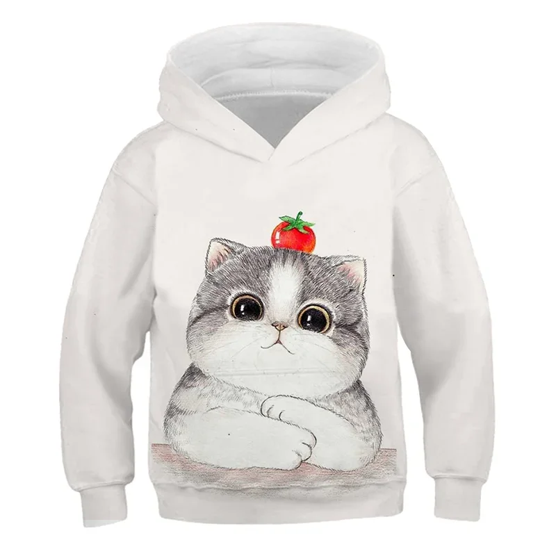 2022 New Girls 3D Printing Cute Cat Animal Series Pullover Sweater Animal Long Sleeve Hoodie Girls Tops Women's Thin Hoodie