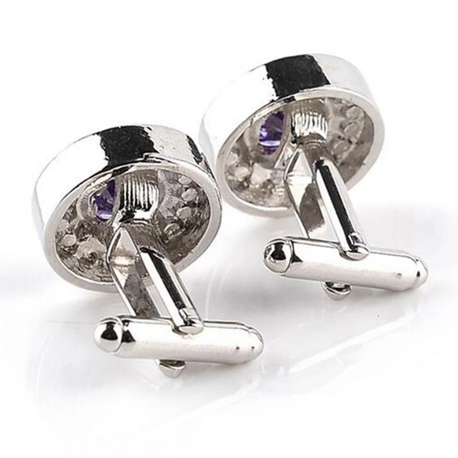 1 par de abotoaduras da moda, abotoaduras brancas e 1 par de abotoaduras de vidro coloridas da moda, abotoaduras femininas e masculinas