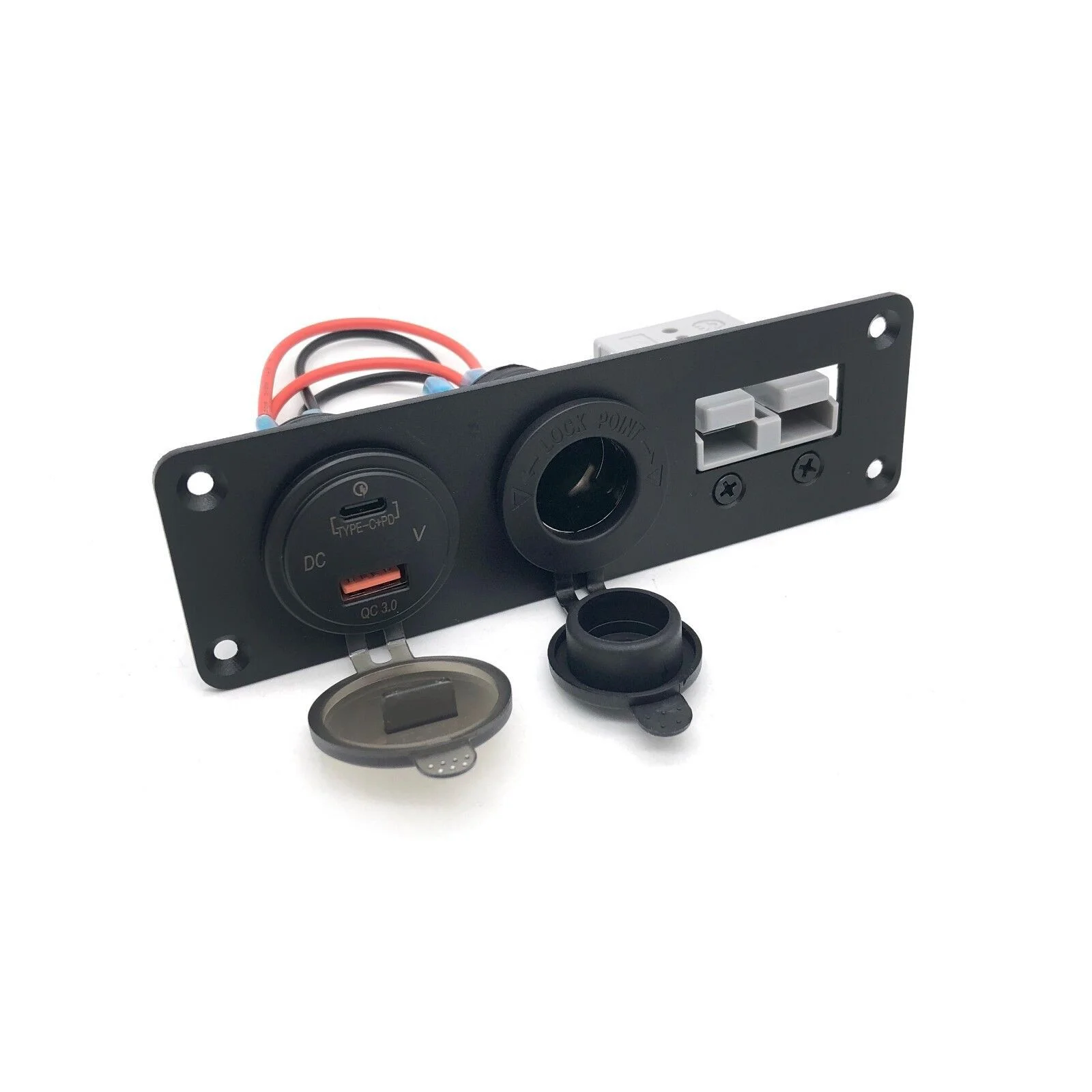 Three-in-one combination panel, QC3.0 fast charging power plug, 50A Anderson plug modified for car use