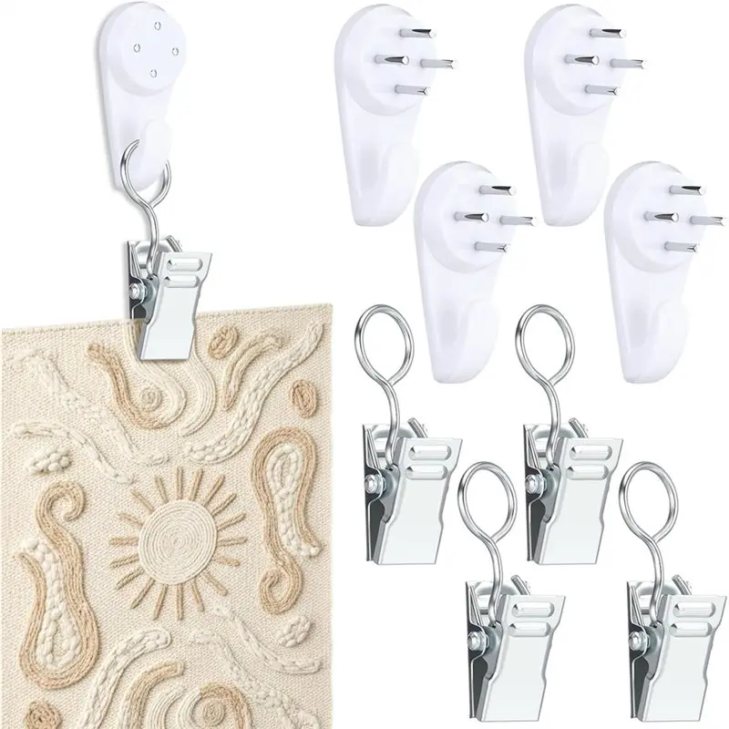 

Зажимы для настенных вешалок, 24 комплекта, 1,2-дюймовые вешалки для гобеленов, пластиковые металлические настенные зажимы для подвесок, ковриков, гобеленов, дисплея