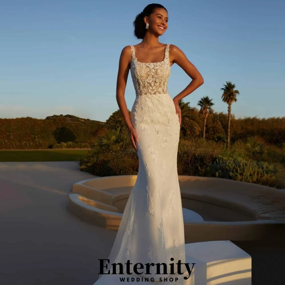 

Customized Backless Wedding Dresses Square Neck For Women 2024 Charming Simple Lace Applique Bridal Gown Vestidos De Novia
