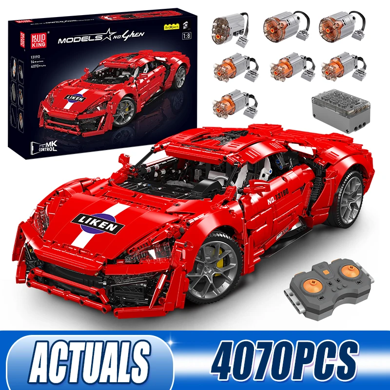 Mould King 13190 Technical Car Building Block Remote Control Lykan Hypersport Racing Car Model Assembly Brick Toys Kids Gift