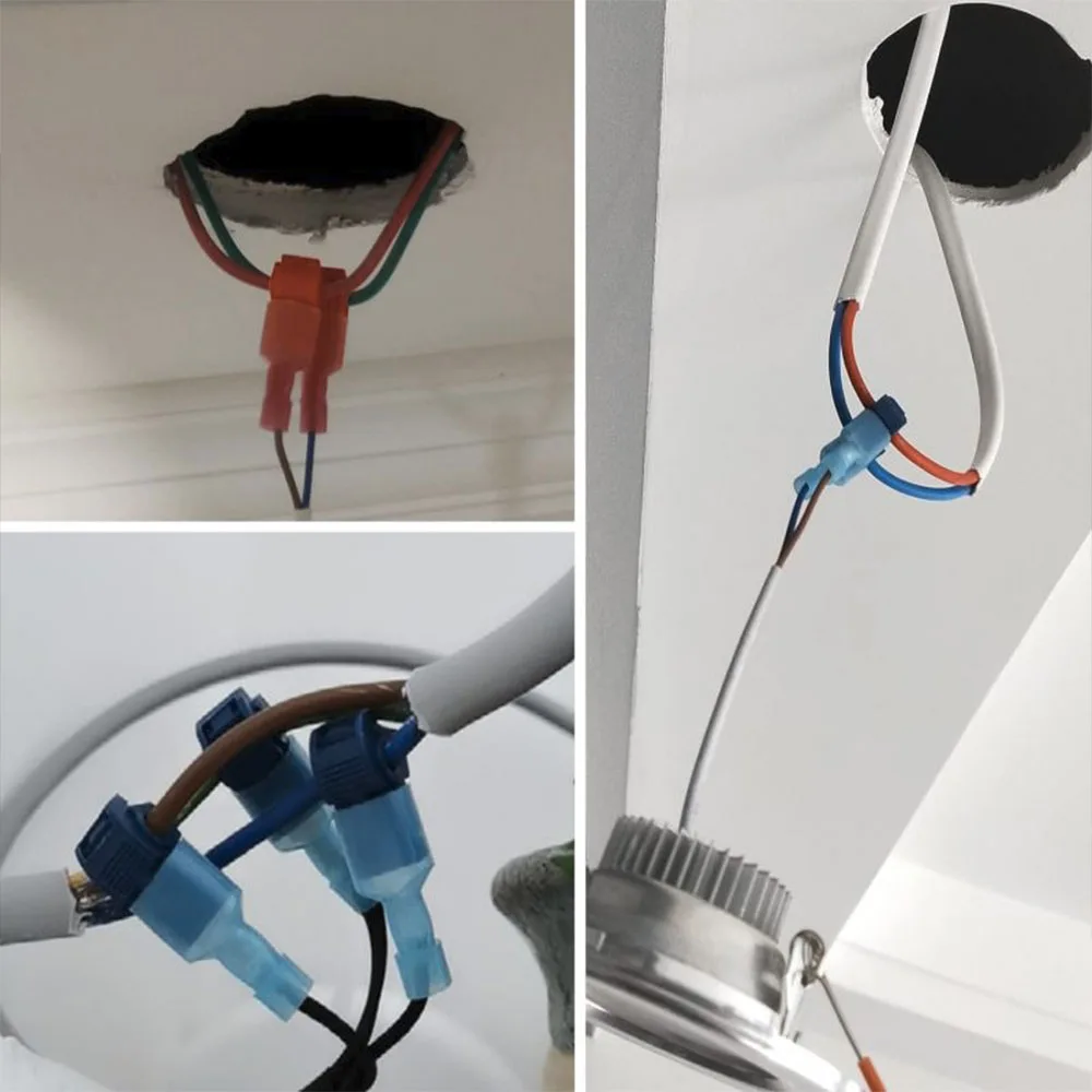 200 Stück T-Tap-Kabelverbinder, elektrischer T-Tap-Kabelanschluss mit vollständig isoliertem Nylon-Flachstecker, Schnelltrenn-Set – Detail 4