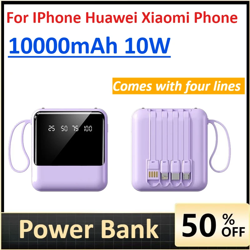 

10000mAh Mini Power Bank for IPhone Huawei Xiaomi Phone Slim Compact Portable PowerBank