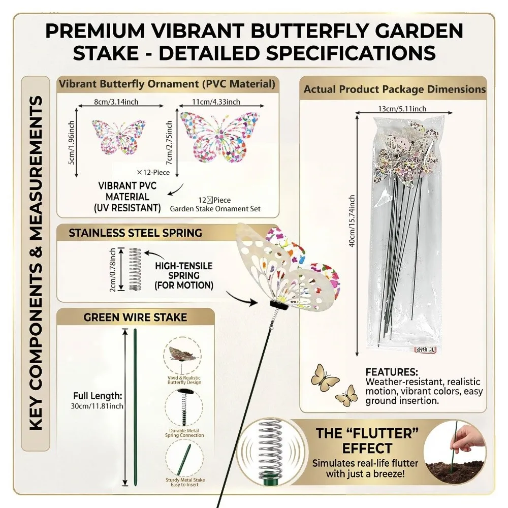 Colorful Butterfly Stakes Plant Plug Lifelike Simulation Butterfly Ornaments Dreamlike Multi-purpose