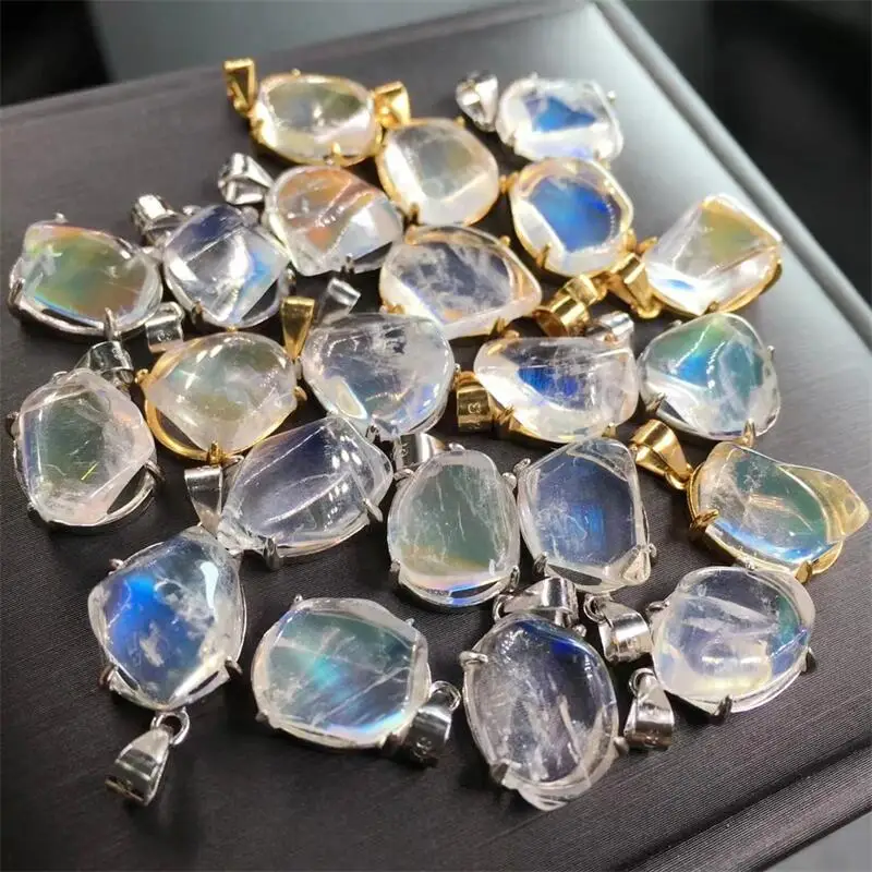 Natural Madagascar Moonstone Pendant Home Decoration Healing Fengshui Energy Gemstone Crafts DIY Children Gift 1PCS 10X12MM