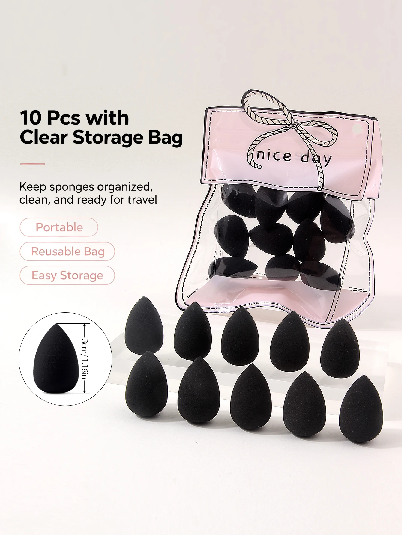 10PCS All‑In‑One Makeup Tool Set, Soft & Mini Makeup Sponges, Wet Dry Dual Use, Foundation Concealer, Makeup Accessories
