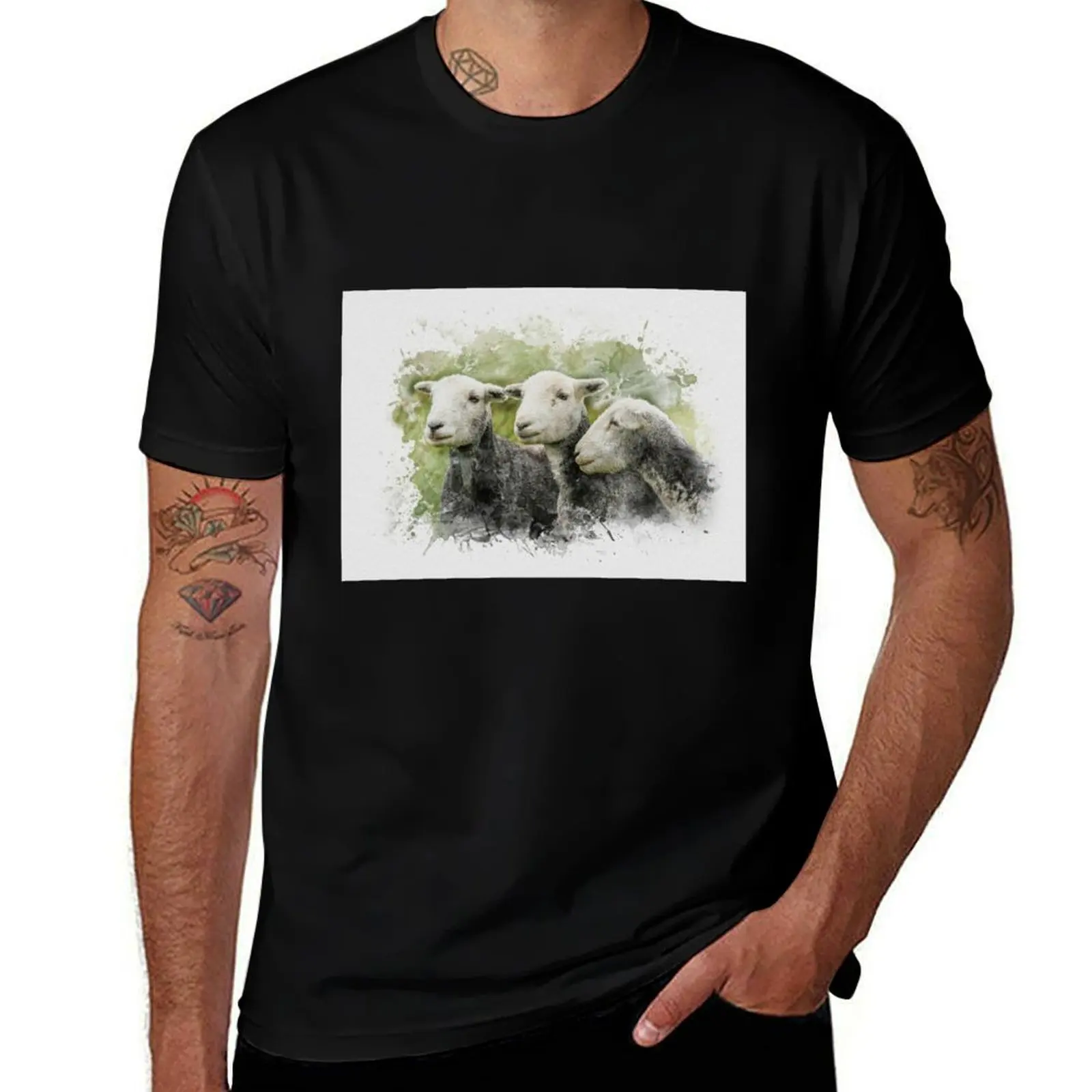 

Футболка с акварельной фотографией Three Herdys, мужские футболки для мужчин, футболки с аниме для мужчин, футболка