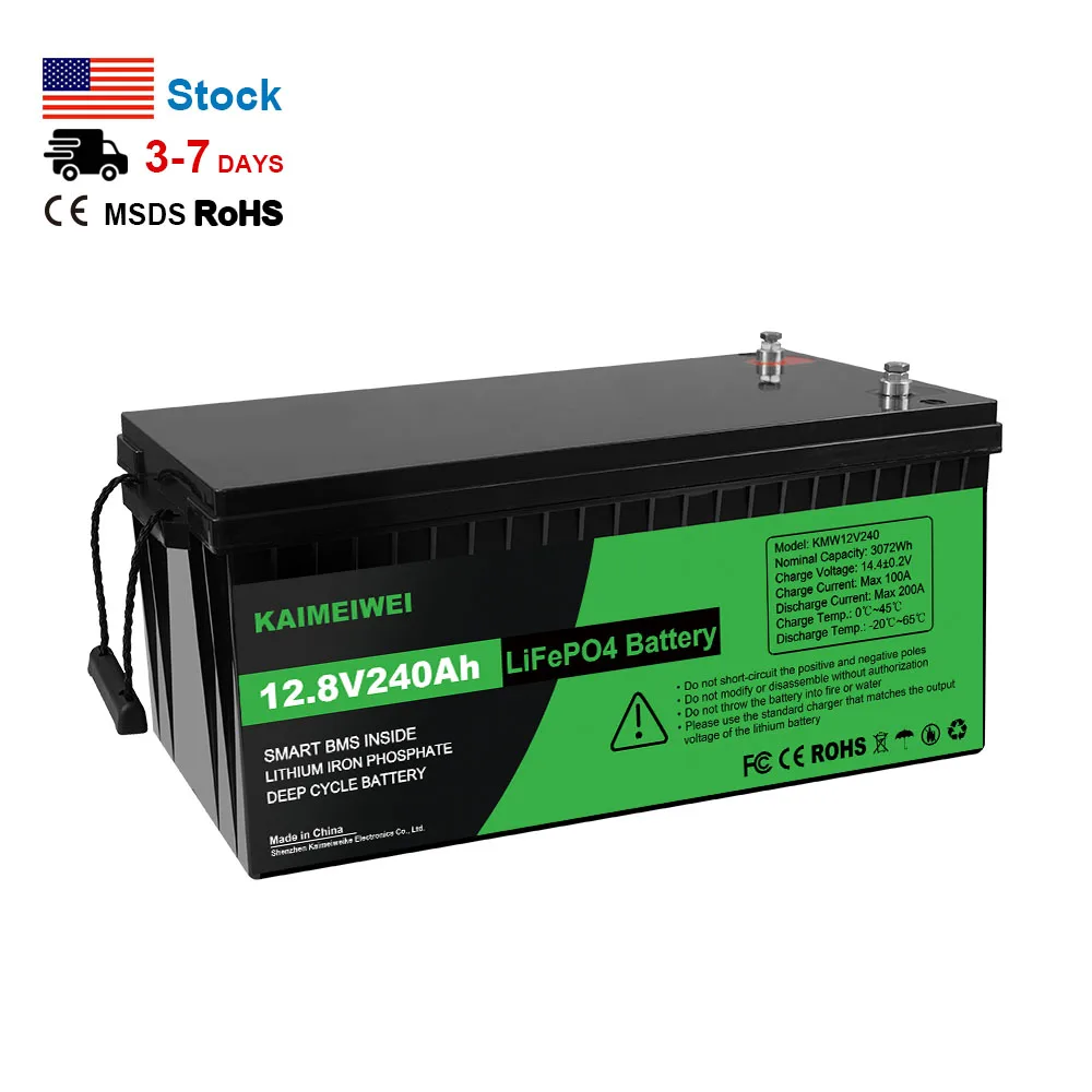 

Lifepo4 US Stock High Capacity 12v 240ah Lithium Ion Lifepo4 Batteries for Rv Campers Solar