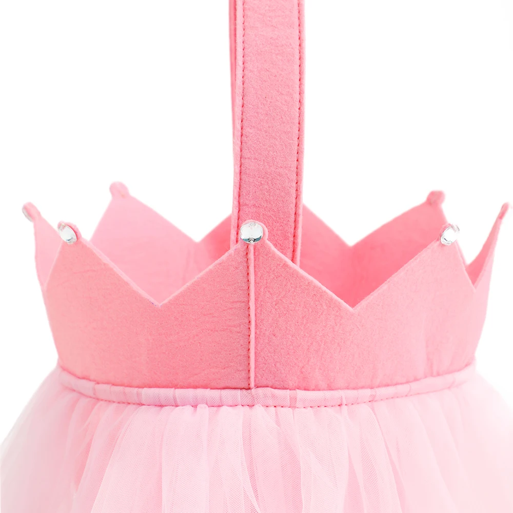Prinzessinnenkrone-Tutu-Halloween-Tasche für Kinder, Süßigkeiten- oder Süßsack, Feen-Geschenktasche, Filz-Partydekoration für Zuhause – Detail 5