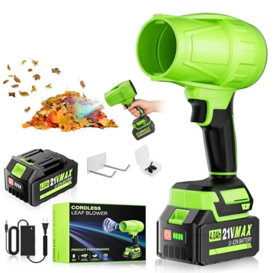

Portable Electric Cordless Leaf Blower 400000RPM Handheld Blower with 4.0Ah Batteries and Charger Variable Speed Lightweight Ai