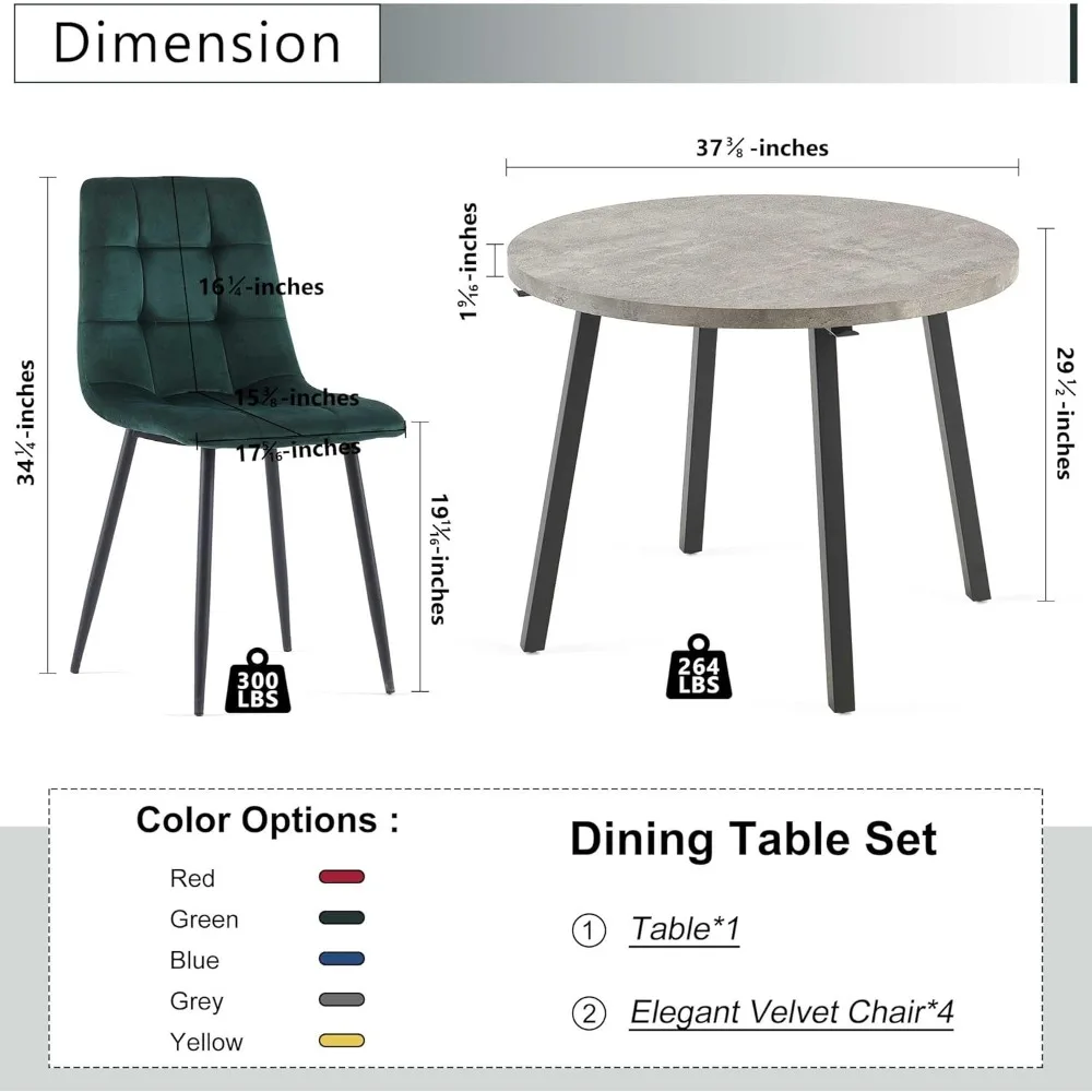 Modern 4-Person Round Dining Table Set, Space-Saving for Kitchen, Living Room, Apartment, Includes Dinin