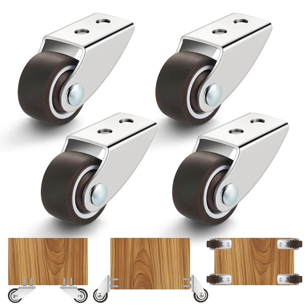4-Pack Rigid Caster Wheels Set Steel Anti-Sag Support for Doors/Gates Mute Rubber Furniture Moving Wheels for Smooth Sliding