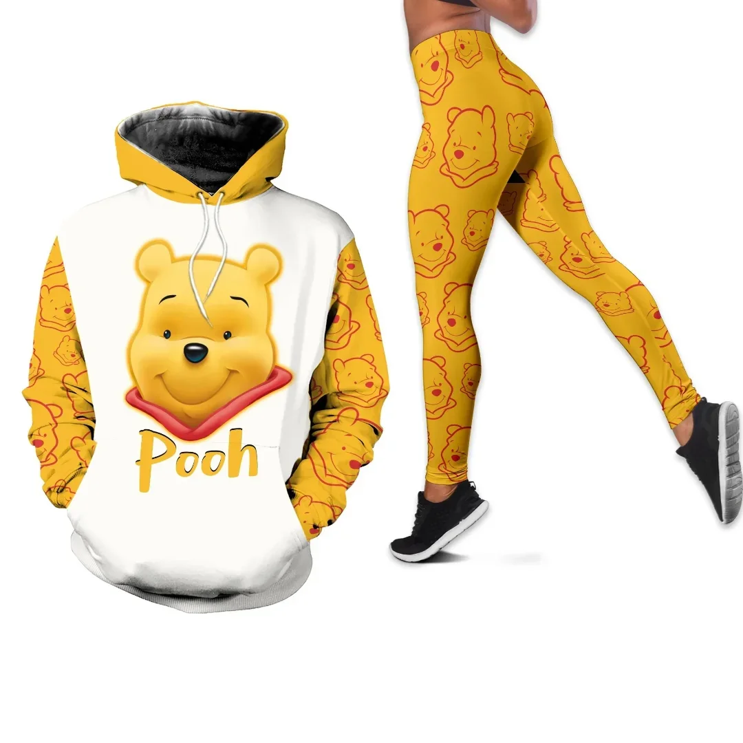 Personalized Disney Winnie the Pooh 3D Women's Hoodie and Leggings Suit Winnie Yoga Pants Sweatpants Fashion Sports Suit Set