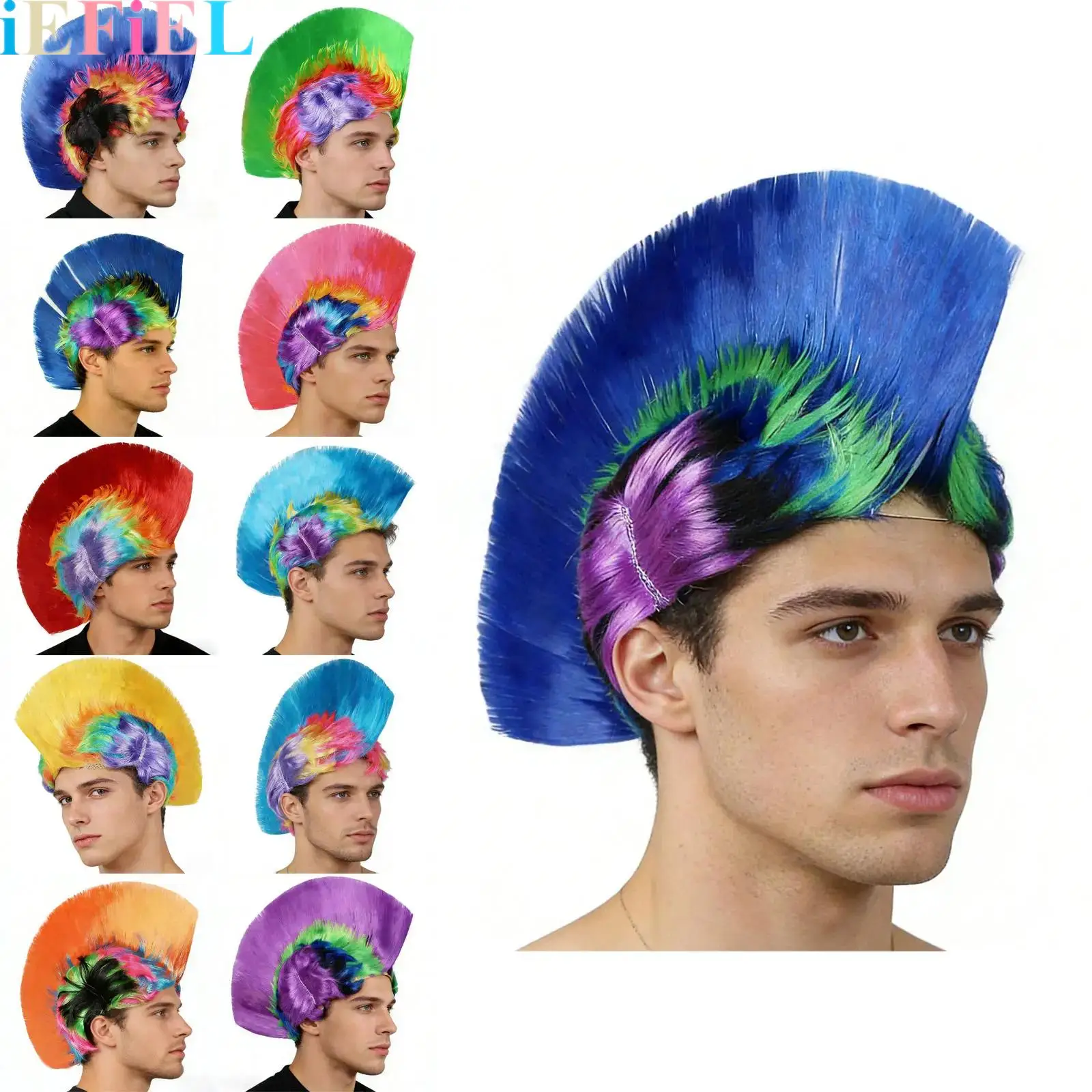 

Adults Punk Rock Wig for Halloween Cosplay Masquerade for Theme Party Novelty Costume Accessory