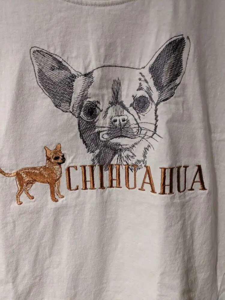 Vintage 90s Chihuahua Dog Animal Cute White Large T-Shirt